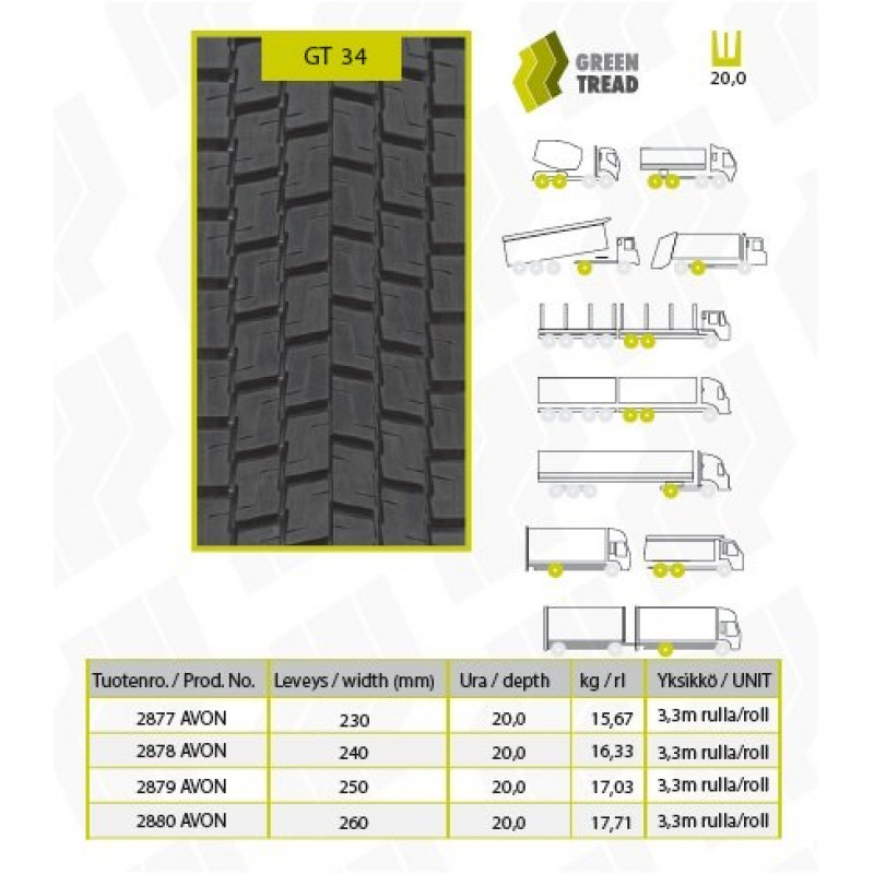 GT 315/70R22,5 GT34L MICH1 Retreaded M+S