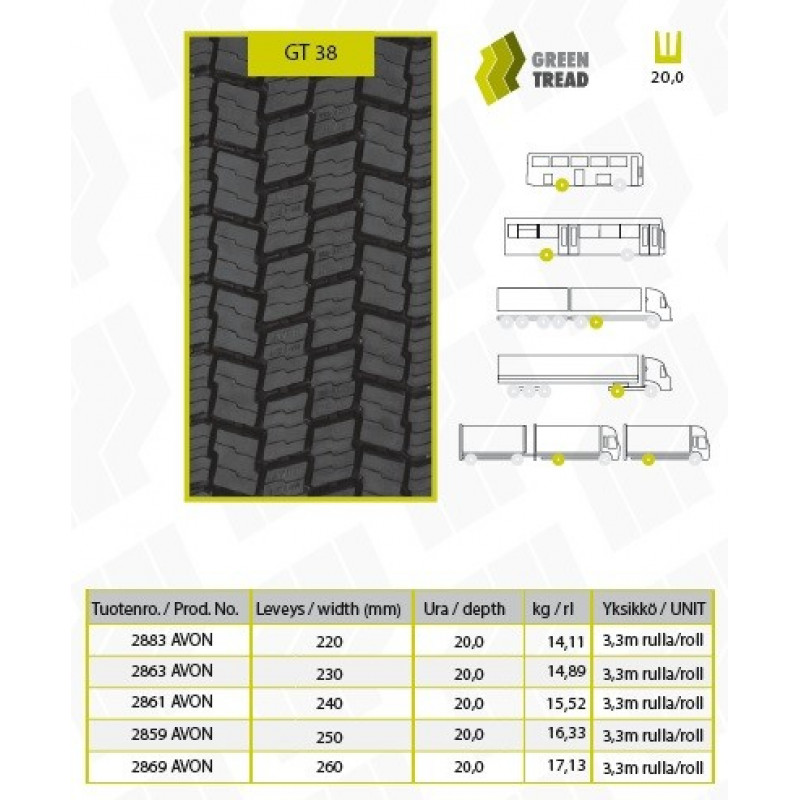 GT 315/70R22,5 GT38 MICH1 Retreaded 3PMSF